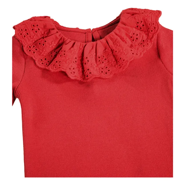 Body Col Pointelle Faye Coton Bio | Rouge