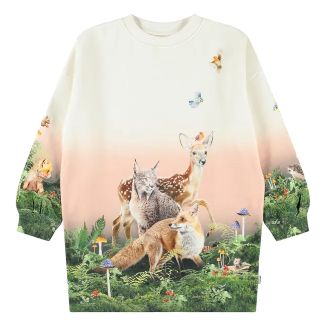 Robe Cyrella Animaux Coton Bio | Blanc