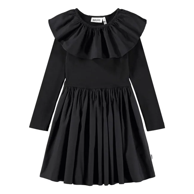 Cille Organic Cotton Oversized Collar Dress | Black