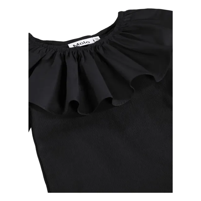 Cille Organic Cotton Oversized Collar Dress | Black