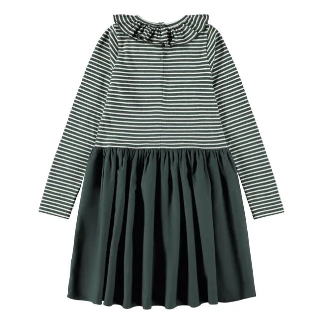 Robe Cybilla Rayée Coton Bio | Vert sapin