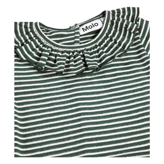 Robe Cybilla Rayée Coton Bio | Vert sapin