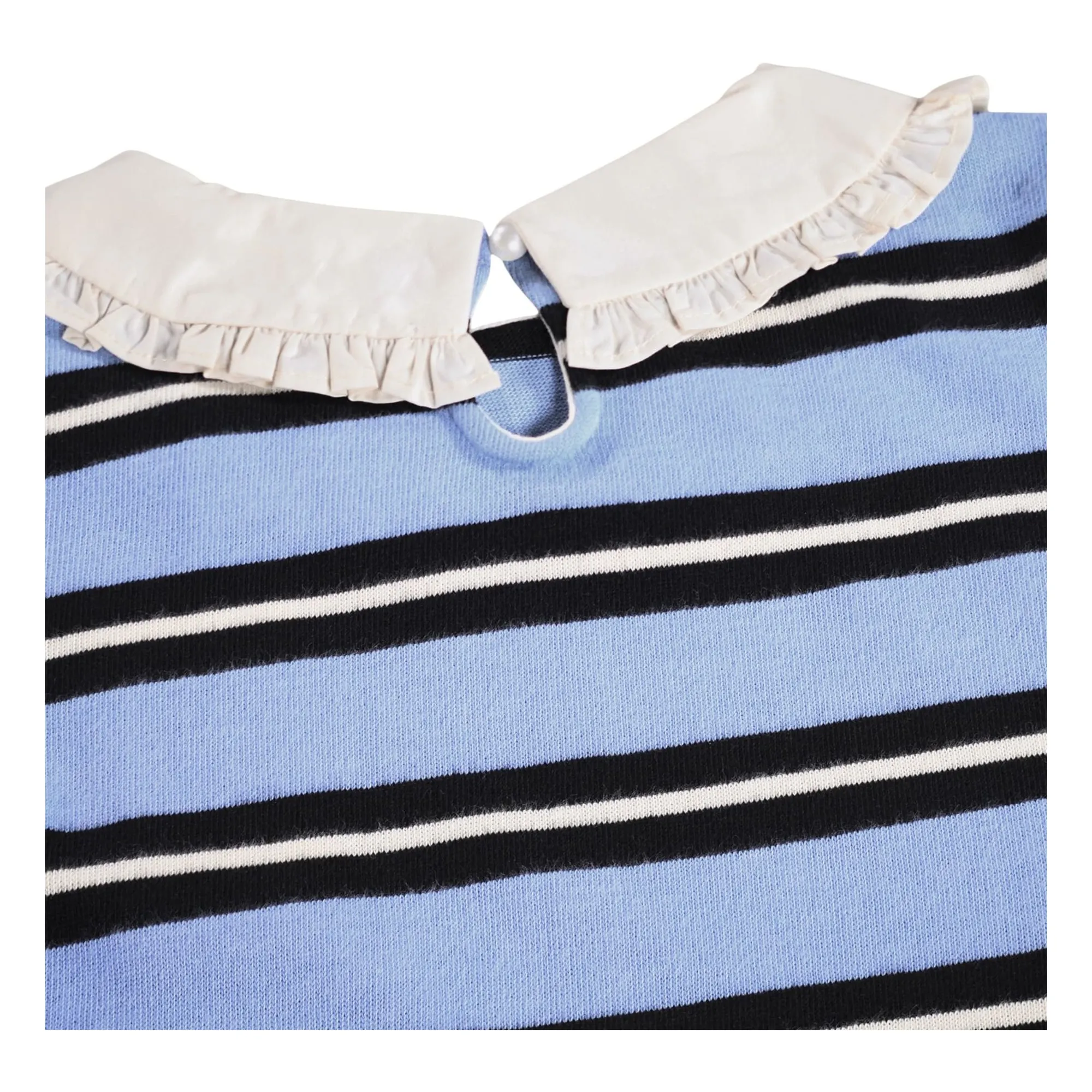 Robe Col Claudine Chilla Rayée Coton Bio | Bleu Clair- Image produit n°4