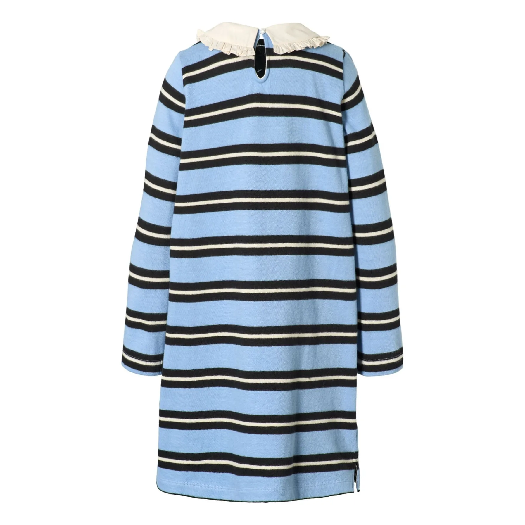 Robe Col Claudine Chilla Rayée Coton Bio | Bleu Clair- Image produit n°3