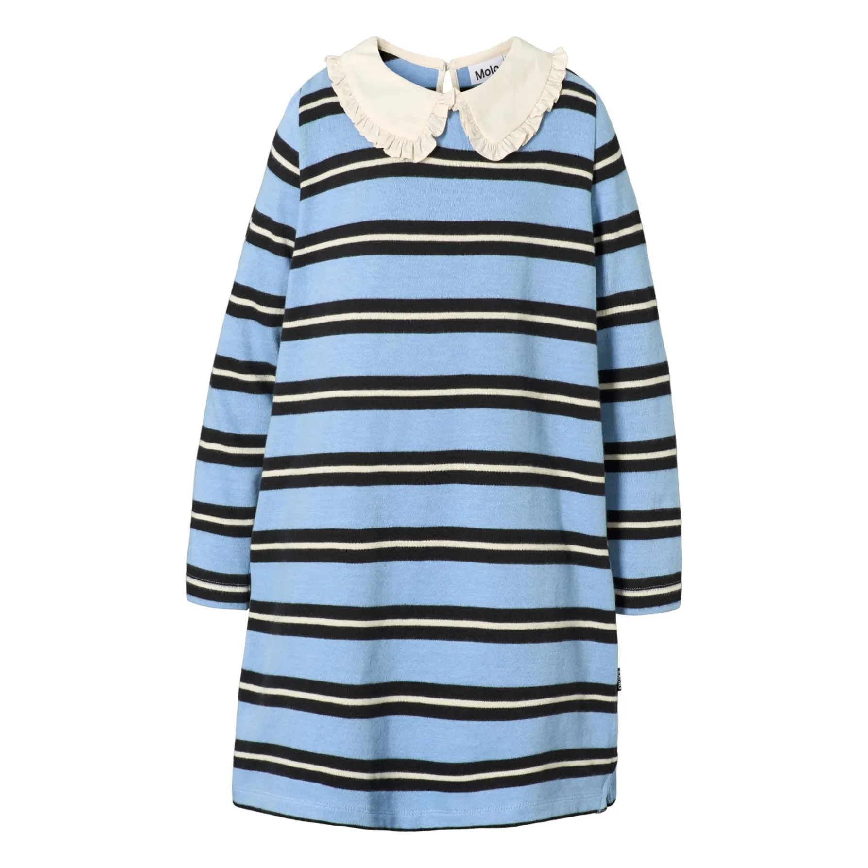Robe Col Claudine Chilla Rayée Coton Bio | Bleu Clair- Image produit n°0