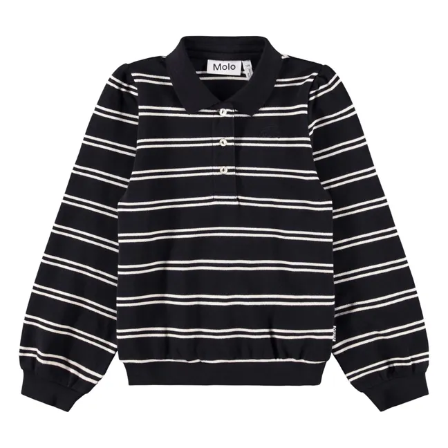 Polo Ravi Rayé Coton Bio | Noir