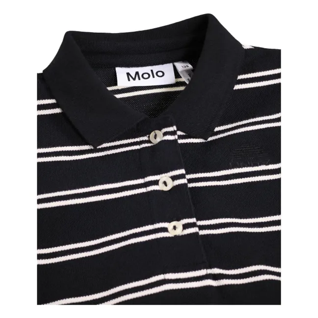 Polo Ravi Rayé Coton Bio | Noir