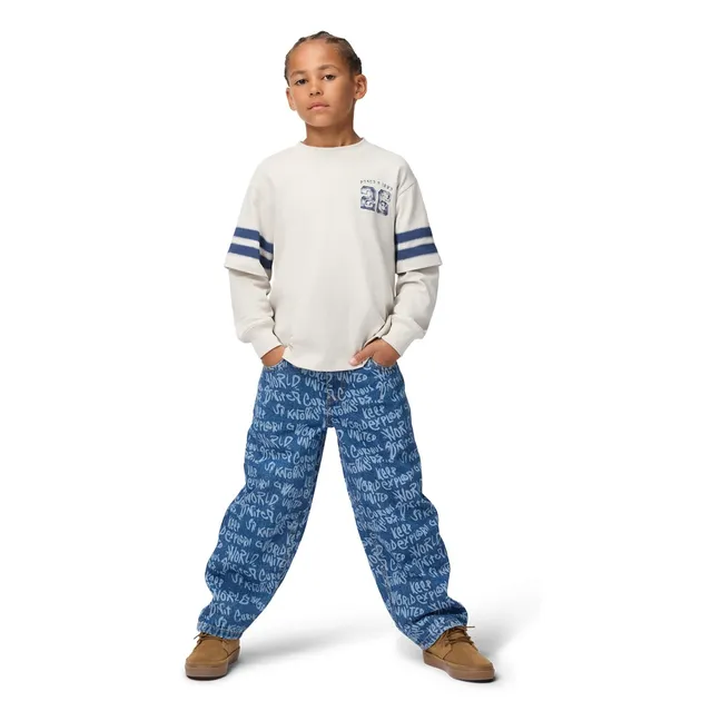 Jean Aiden Graffitis Coton Bio | Bleu