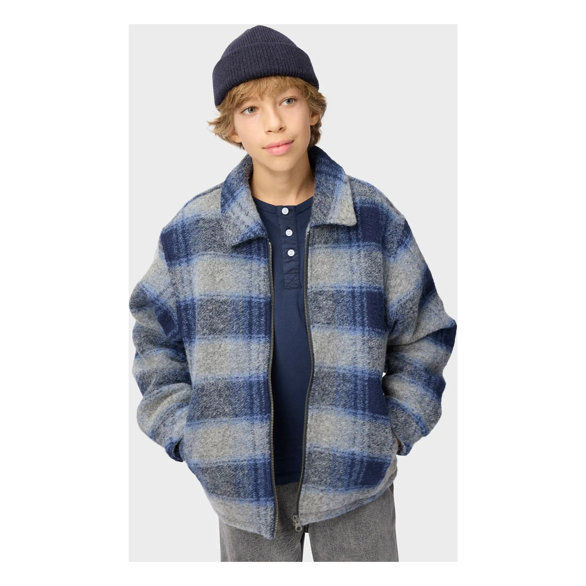 Veste Hutton Carreaux | Bleu gris- Image produit n°1
