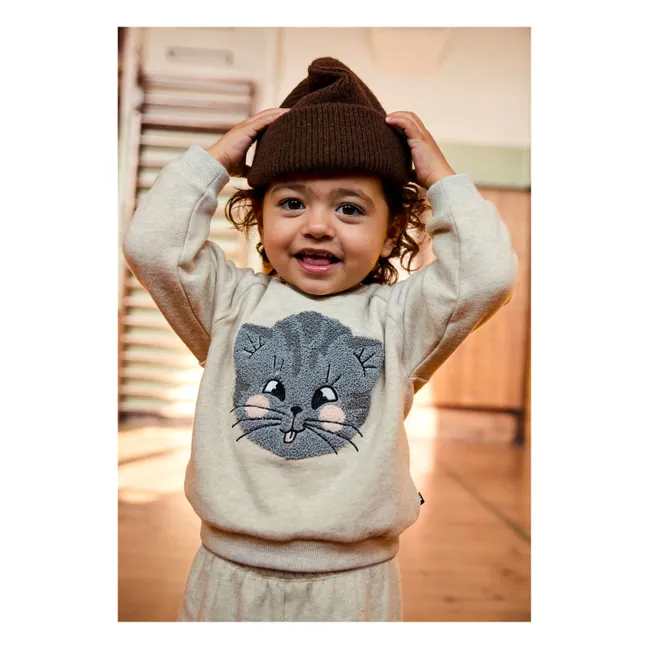 Pull Disc Chat Coton Bio | Gris chiné