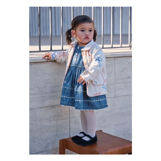 Charlotte Denim Organic Cotton Lace Dress | Blue