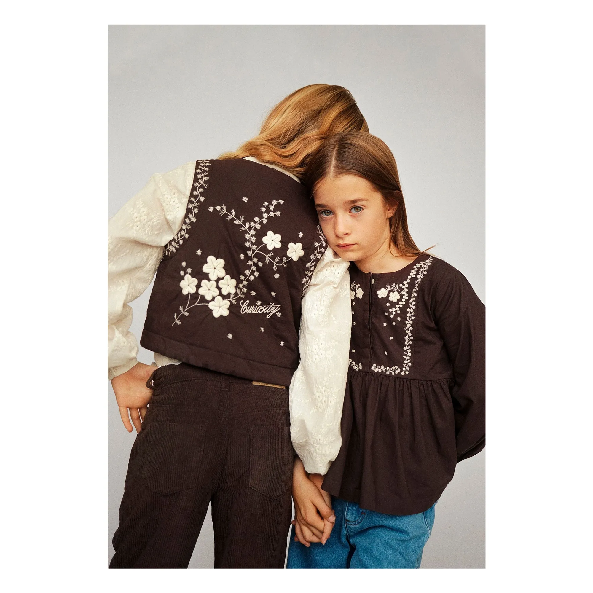 Blouse Brodée Rhonda Coton Bio | Marron- Image produit n°1
