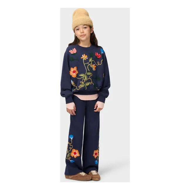 Pantalon Aurita Fleurs | Bleu nuit
