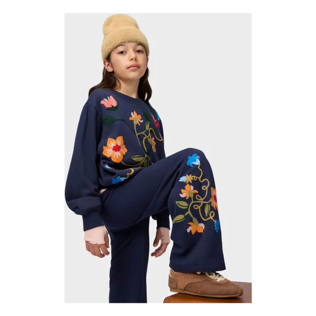Pantalon Aurita Fleurs | Bleu nuit