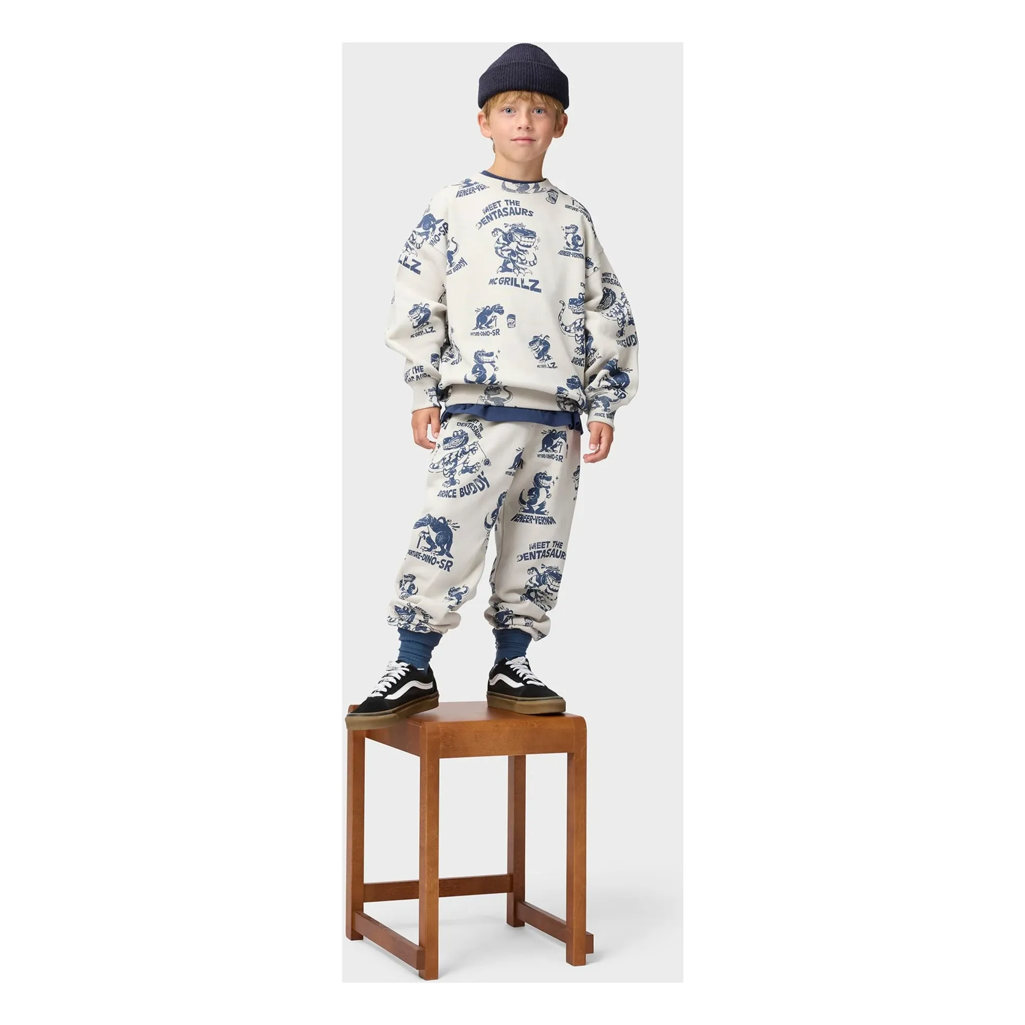Jogger Adan Dinosaures Coton Bio | Blanc- Image produit n°2