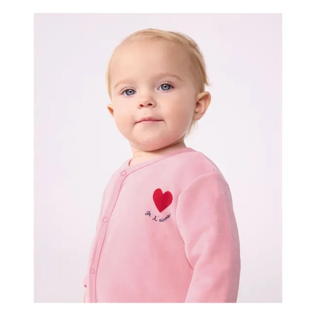 Pyjama Dors Bien Cœur Velours Coton Bio | Rose