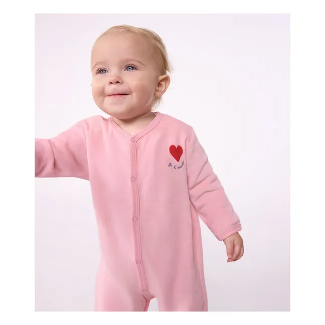 Pyjama Dors Bien Cœur Velours Coton Bio | Rose
