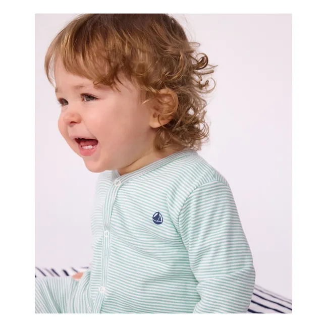 Pyjama Dors Bien Rayé Milleraies Coton Bio | Vert