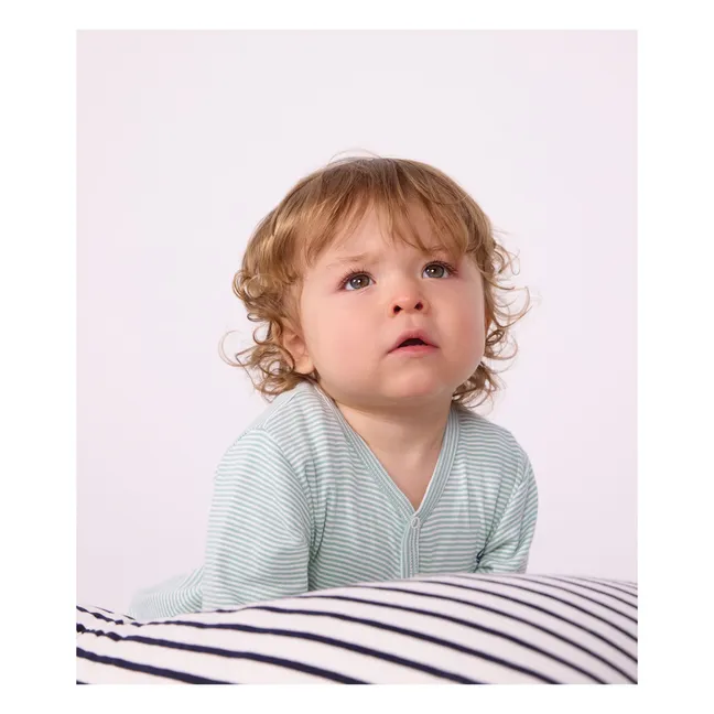 Pyjama Dors Bien Rayé Milleraies Coton Bio | Vert
