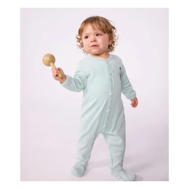 Pyjama Dors Bien Rayé Milleraies Coton Bio | Vert