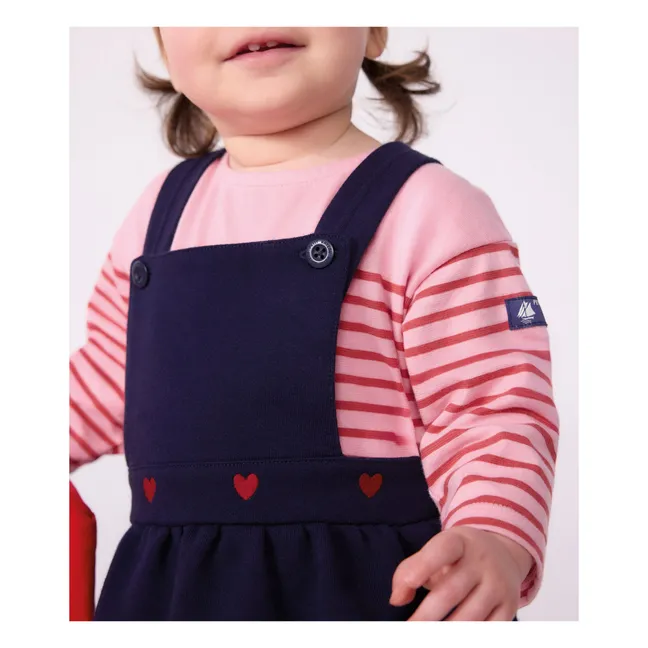 Camiseta recta Marinière Algodón Ecológico Bebé | Rosa