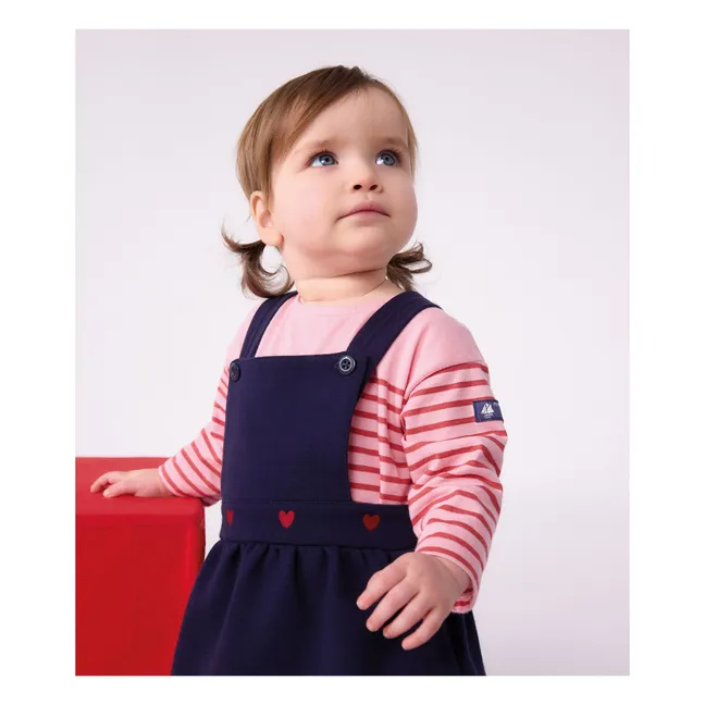 T-shirt Droit Marinière Coton Bio Bébé | Rose
