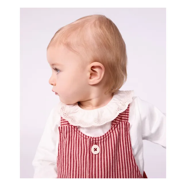 Robe Salopette Rayée Coton Bio | Rose