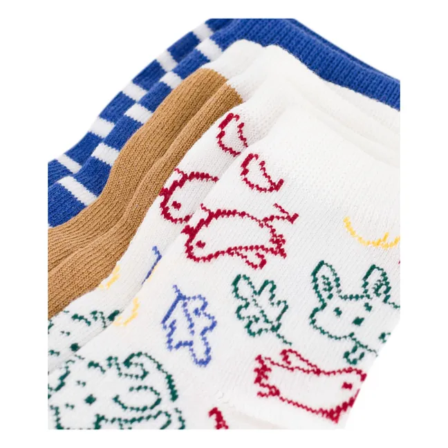 Lot de 3 Paires de Chaussettes Animaux | Ecru