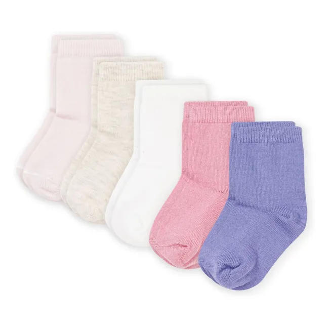 Lot de 5 Paires de Chaussettes Unies | Rose
