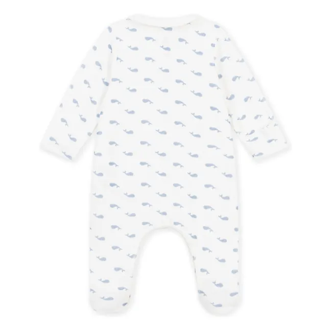 Pyjama Dors Bien Baleines Velours Coton Bio | Blanc