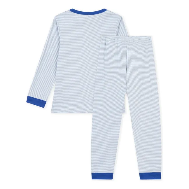 Pyjama Paris Rayé Coton Bio | Bleu