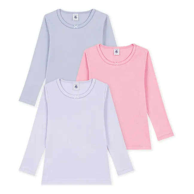 Lot de 3 T-shirts Unis Coton Bio | Mauve