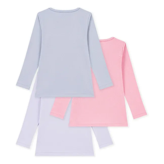 Pack of 3 plain organic cotton T-shirts | Mauve