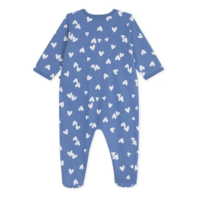 Pyjama Dors Bien Cœurs Molleton Coton Bio | Bleu
