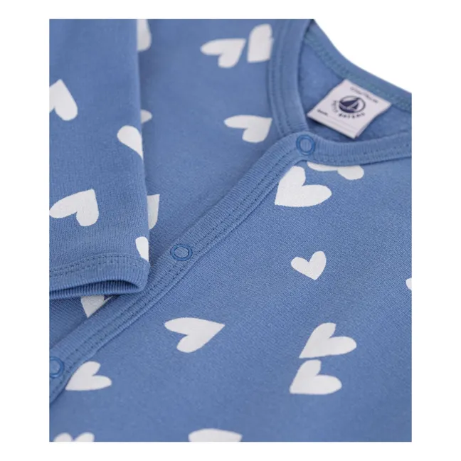 Pyjama Dors Bien Cœurs Molleton Coton Bio | Bleu