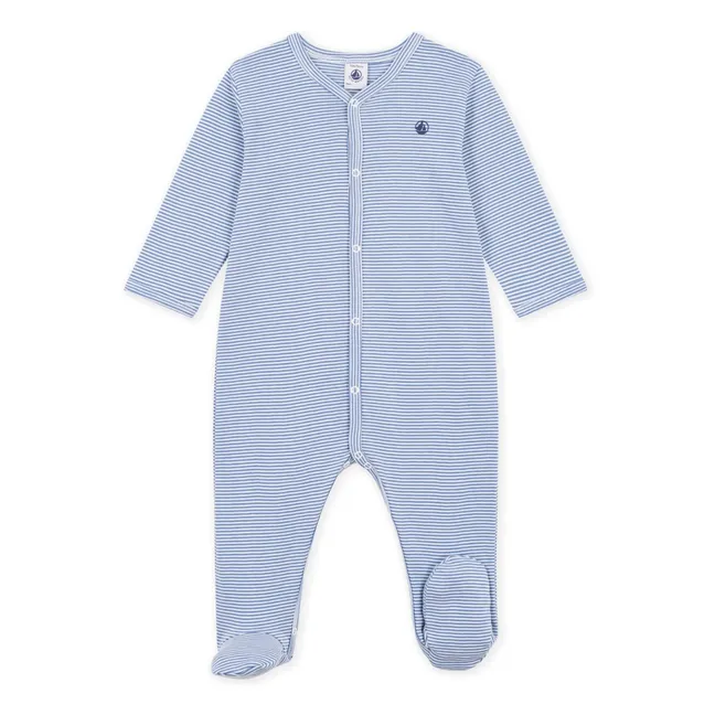 Pyjama Dors Bien Rayé Milleraies Coton Bio | Bleu