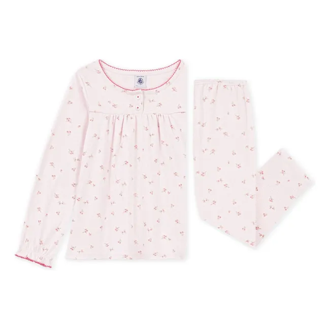 Pyjama Fleuri Coton Bio | Rose