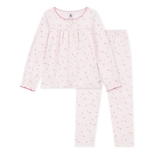 Pyjama Fleuri Coton Bio | Rose