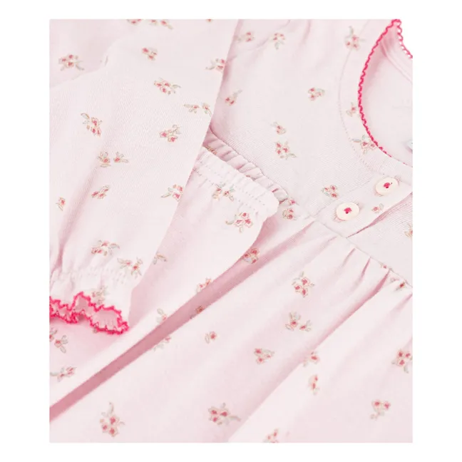 Pyjama Fleuri Coton Bio | Rose