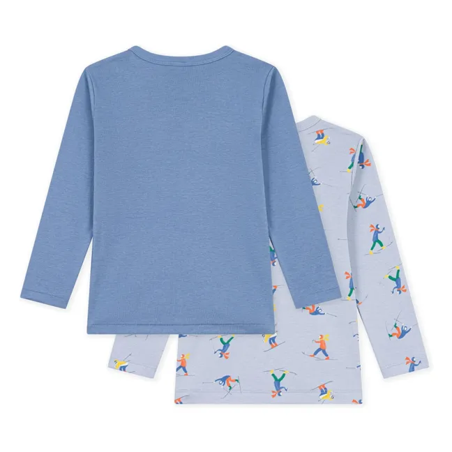Lot de 2 T-shirts Ski Coton Bio | Bleu