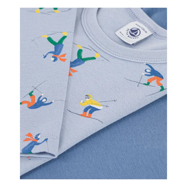 Set of 2 Organic Cotton Ski T-shirts | Blue