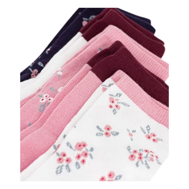 Lot de 5 Paires de Chaussettes Fleuries | Rose
