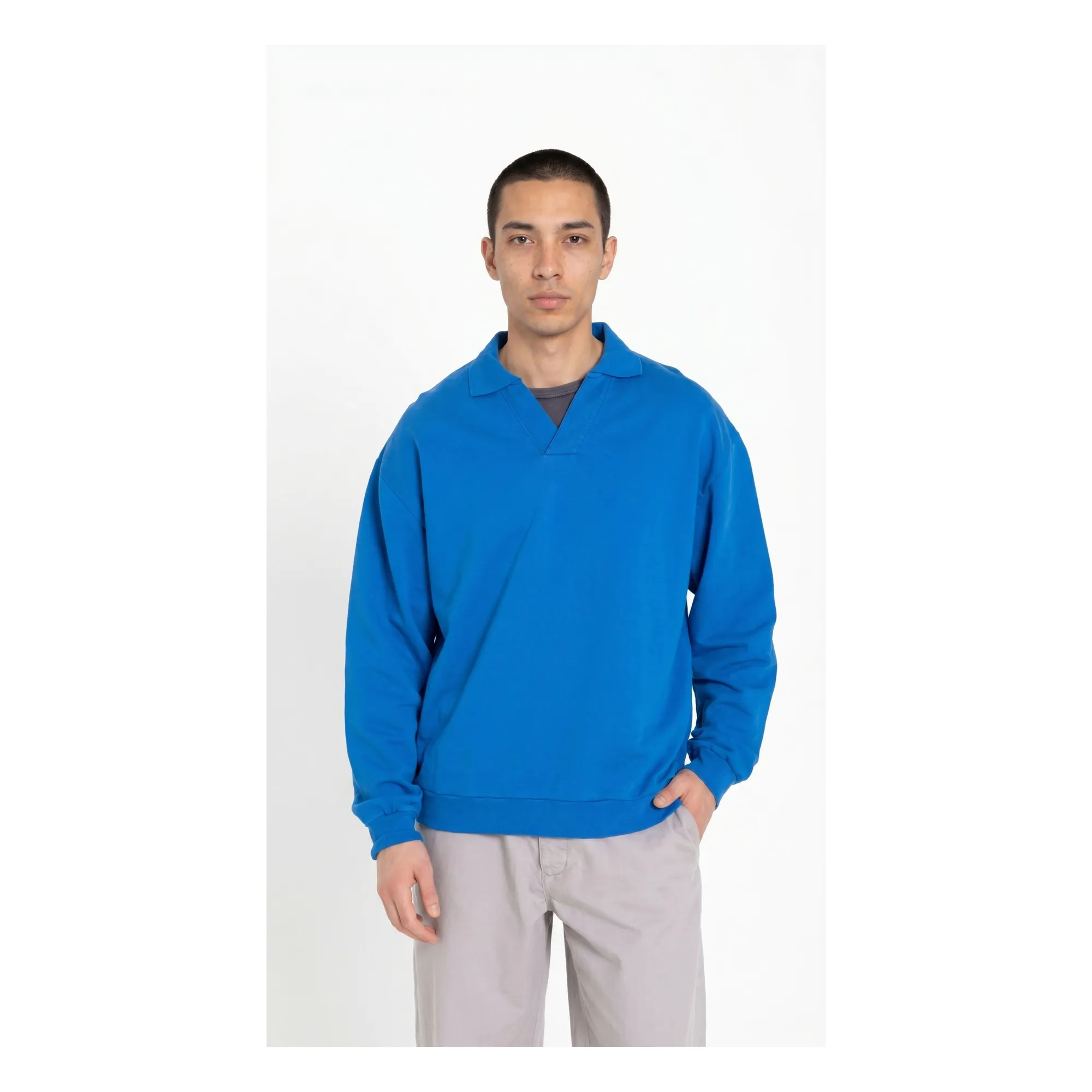 Sweat Col Polo Bob | Bleu roi- Image produit n°1