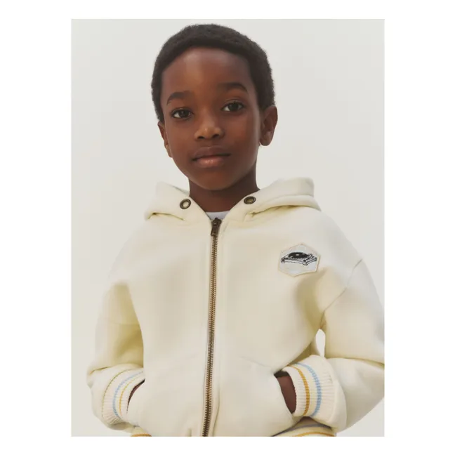 Sweat Capuche Ecusson Elroy Coton Bio | Ecru
