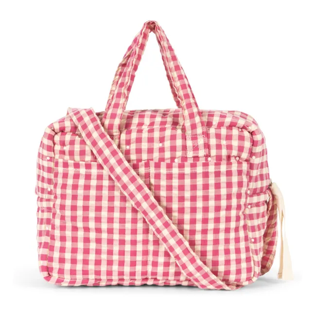 Sac à langer pour poupée Vichy | Rose