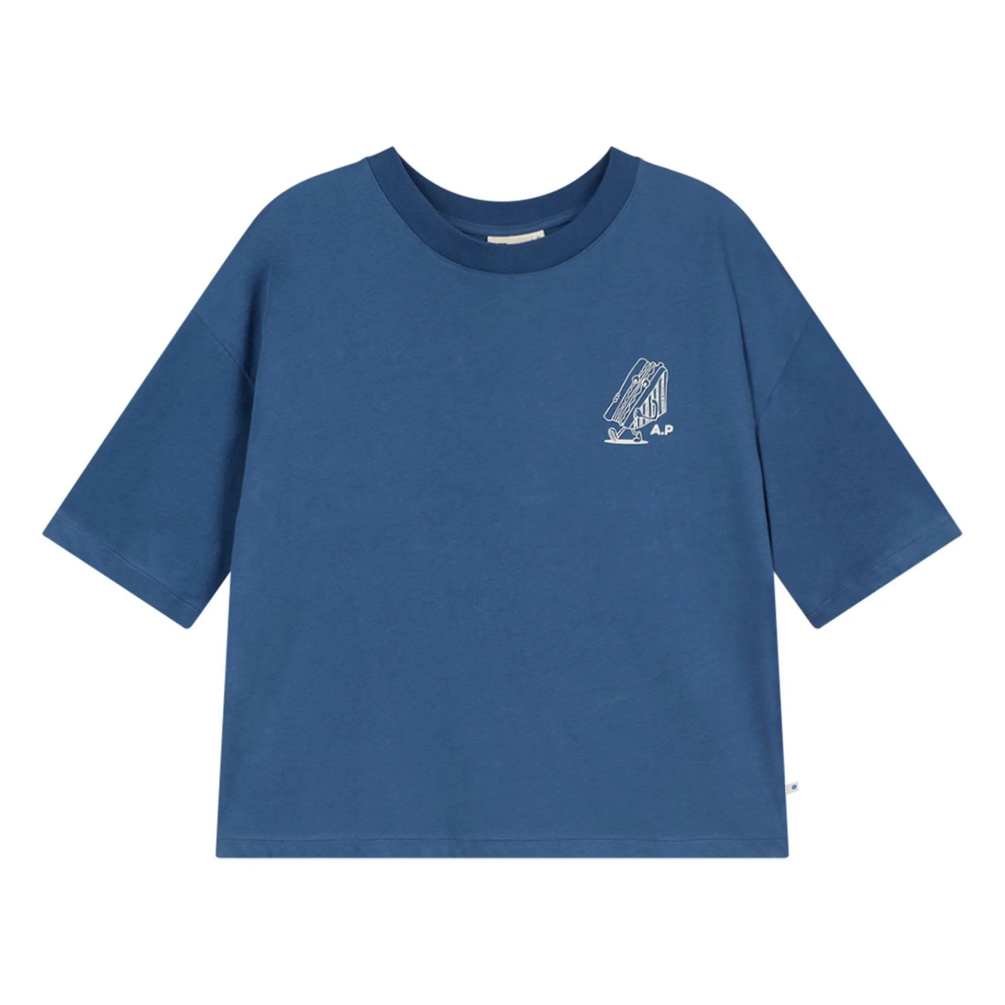 a.p - Femme - T-shirt Manches Courtes - L - Bleu Nuit - Coton Biologique