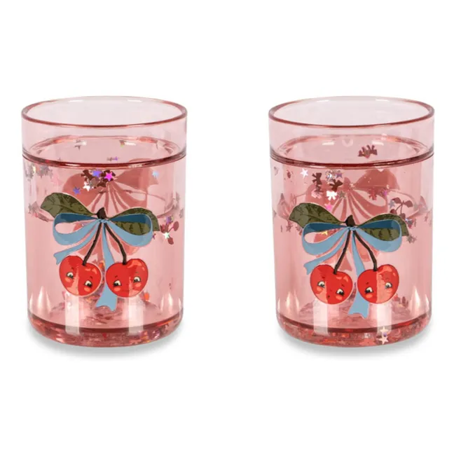 Gobelets glitter Cherry Bow - Set de 2 | Rose