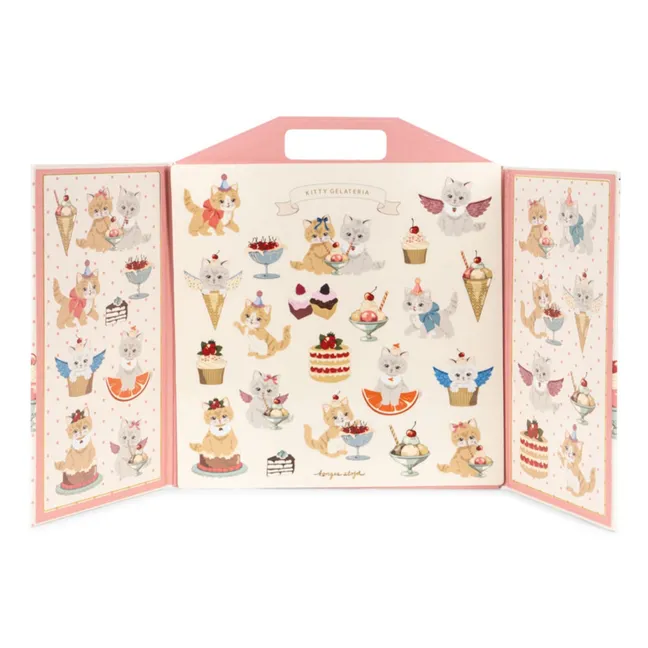 Carnet d'autocollants Kitty | Rose