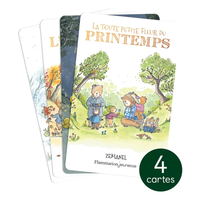 Tarjetas familiares del Oso de las Cuatro Estaciones - Pack de 4