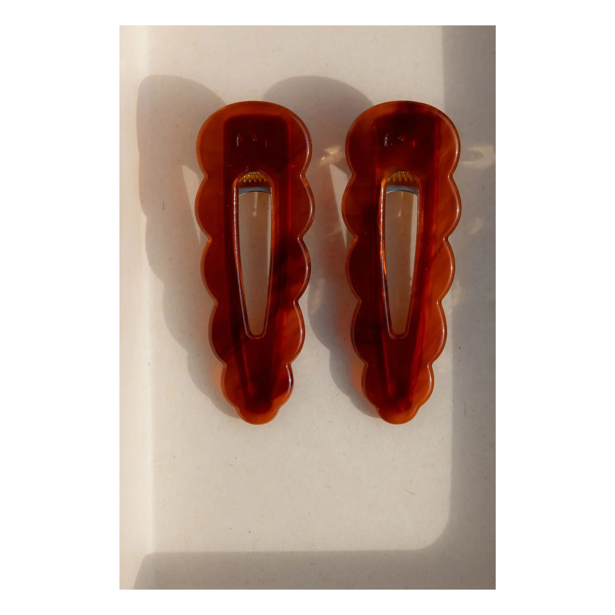 Barrettes signature - Rouge délicat- Image produit n°1